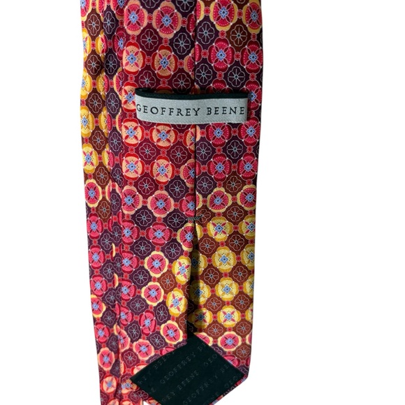 Geoffrey Beene Multi colored Especially soft Silk Tie Pink Orange Red - Picture 7 of 10